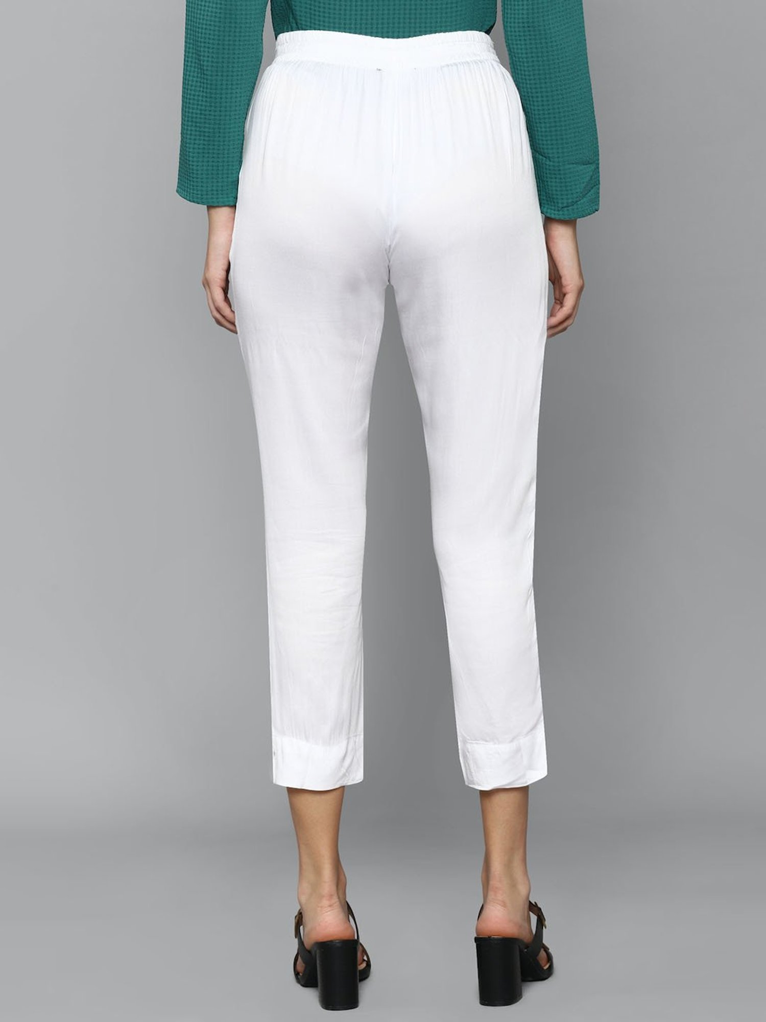 Buy Allen Solly White Regular Fit Trousers for Women Online @ Tata