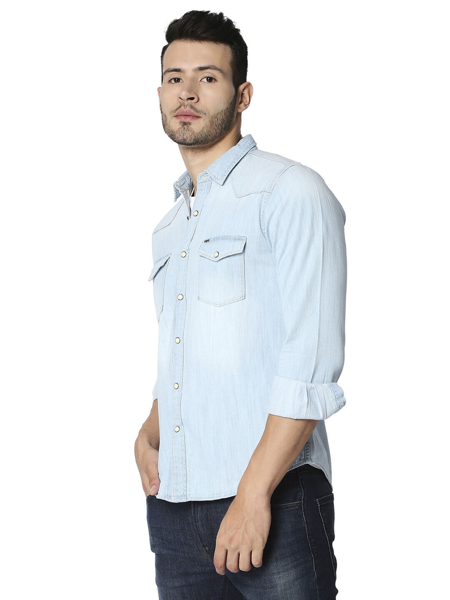 Buy Online Navy Urban Shirt with Zipper Pockets for Men Online at Zobello