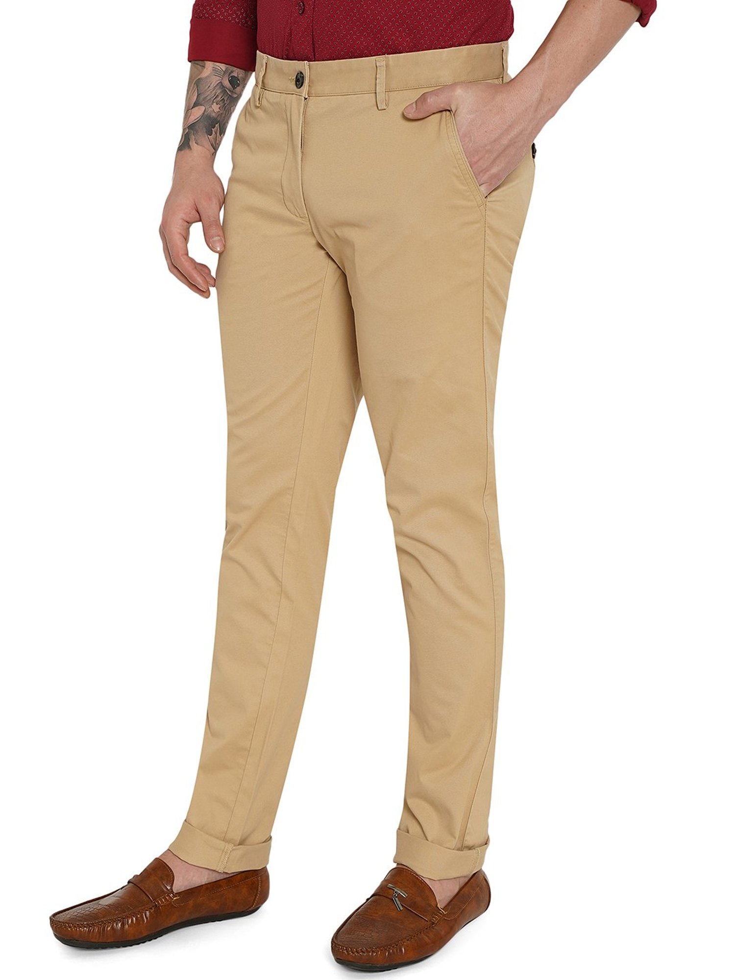 JB Studio Formal Trousers  Buy JB Studio Mens Solid Beige Cotton Blend  Slim Fit Club Trouser Online  Nykaa Fashion