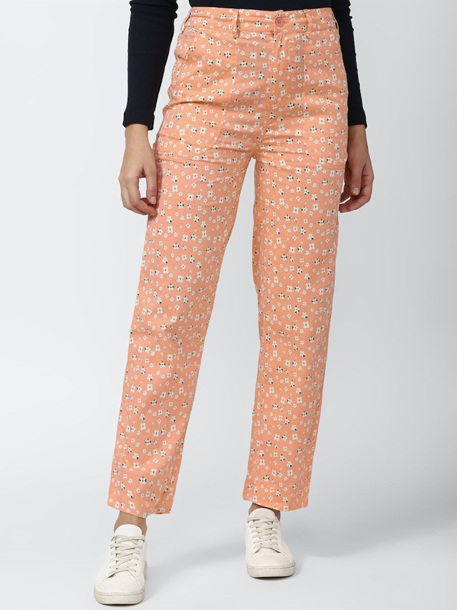 ASOS DESIGN retro floral flare trousers in orange | ASOS