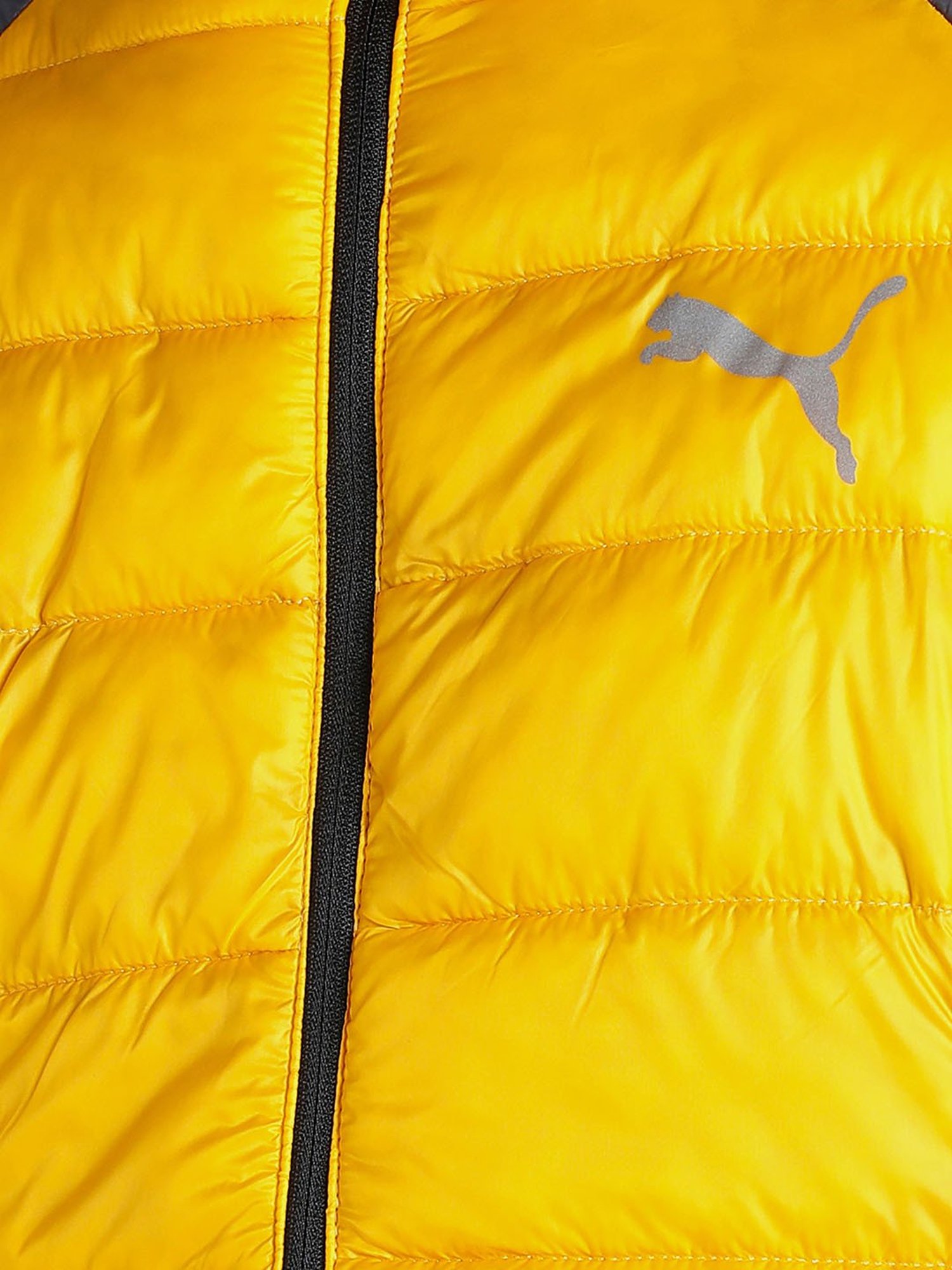 Puma PackLITE Grey & Yellow Nylon Slim Fit Quilted Jacket