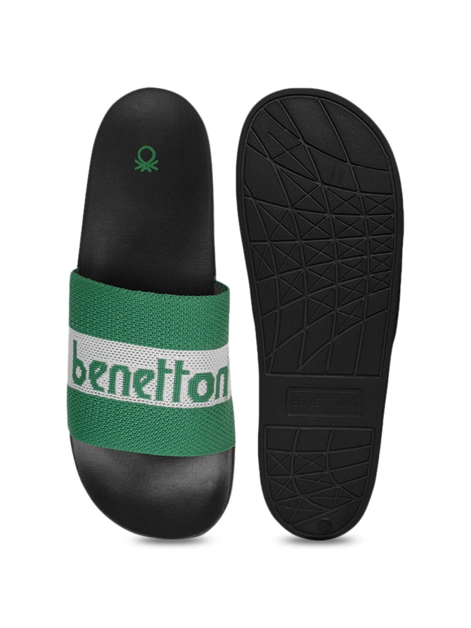 Buy United Colors of Benetton Men s Green Slides for Men at Best