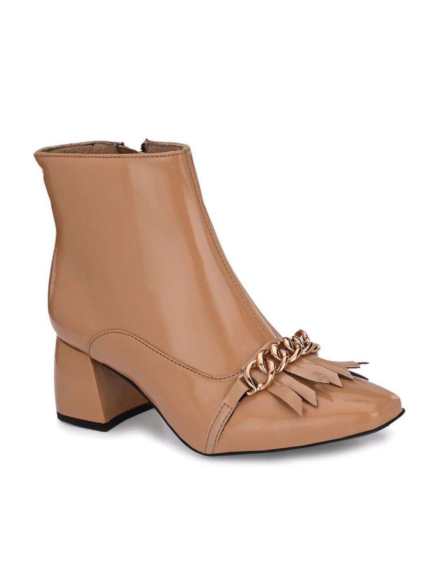 Block-heeled ankle boots - Beige - Ladies | H&M SG