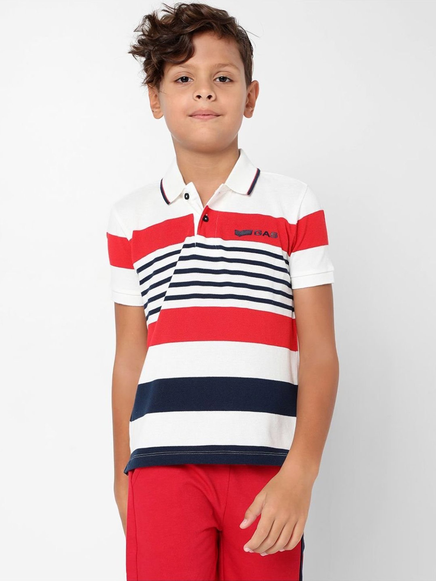 red and white striped polo t shirt