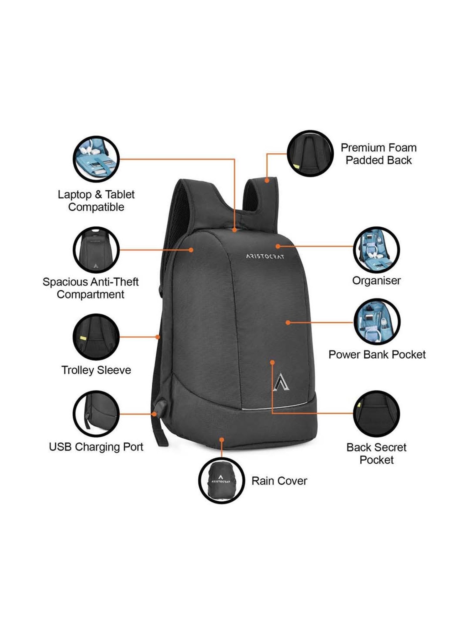 Buy ARISTOCRAT Polyester 32L Matt Laptop Backpack Grey For Men & Women 32 L  Backpack (Grey) Online at Best Prices in India - JioMart.