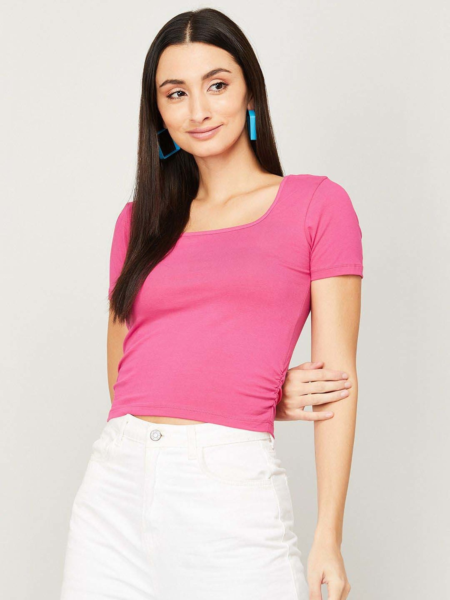 People by Pantaloons Pink Cotton Top