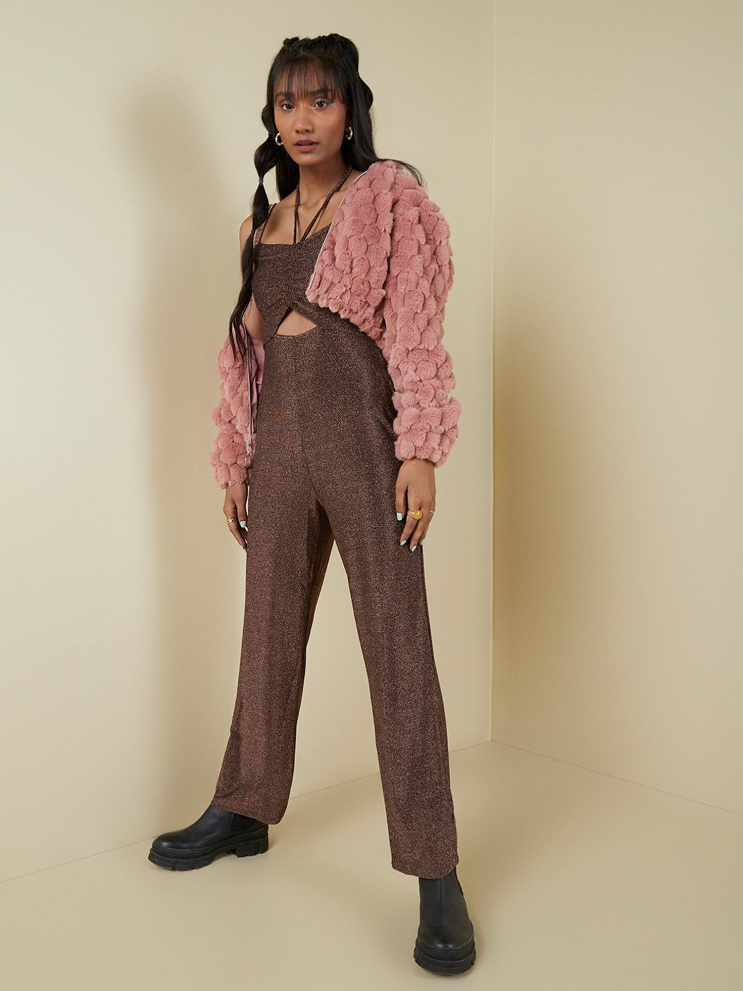 Buy Nuon by Westside Dark Brown Shimmer Jumpsuit for Online  Tata CLiQ