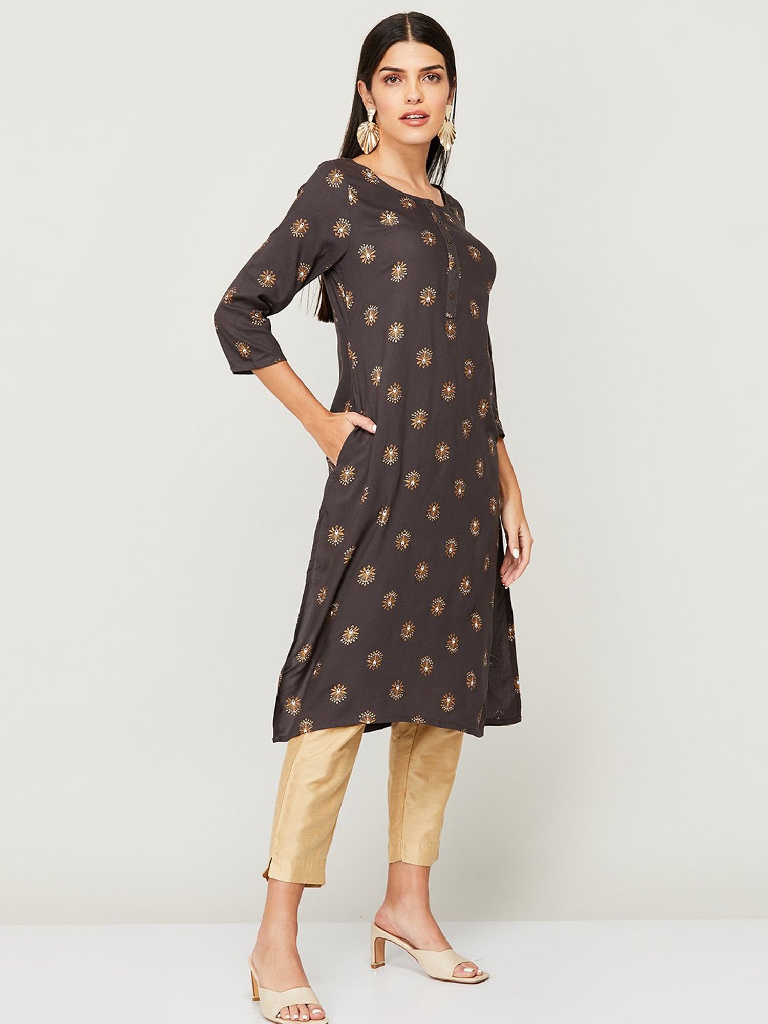 Buy Melange by Lifestyle Grey Printed Straight Kurta for Women Online @  Tata CLiQ