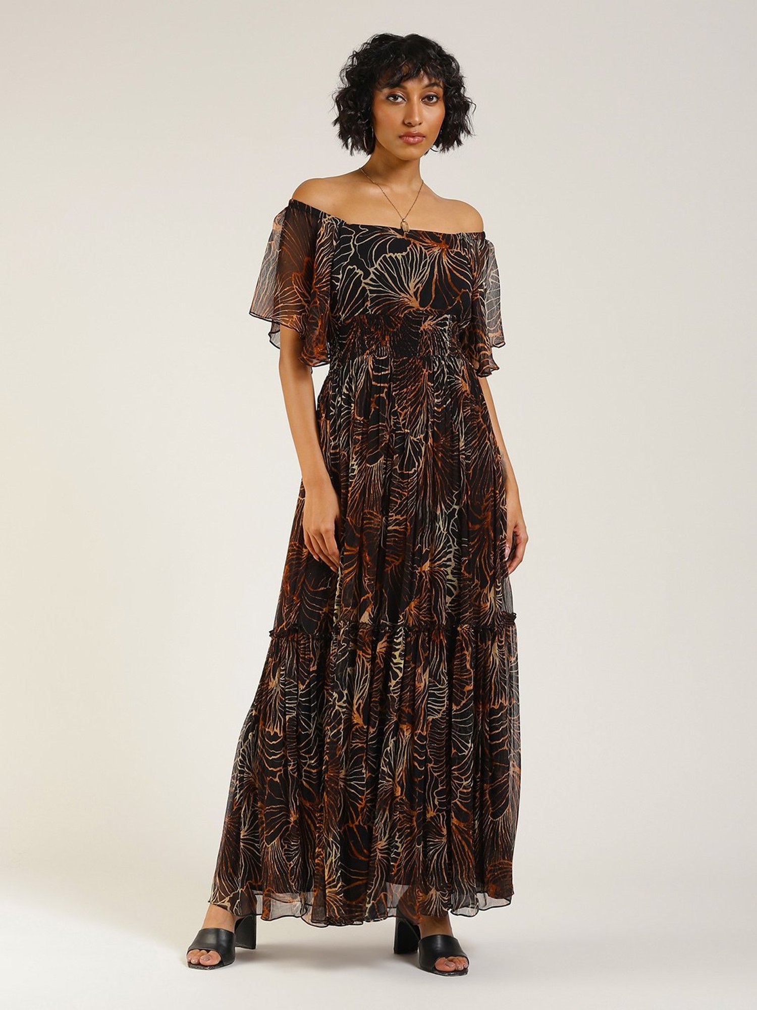 Label ritu kumar clearance black printed maxi dress