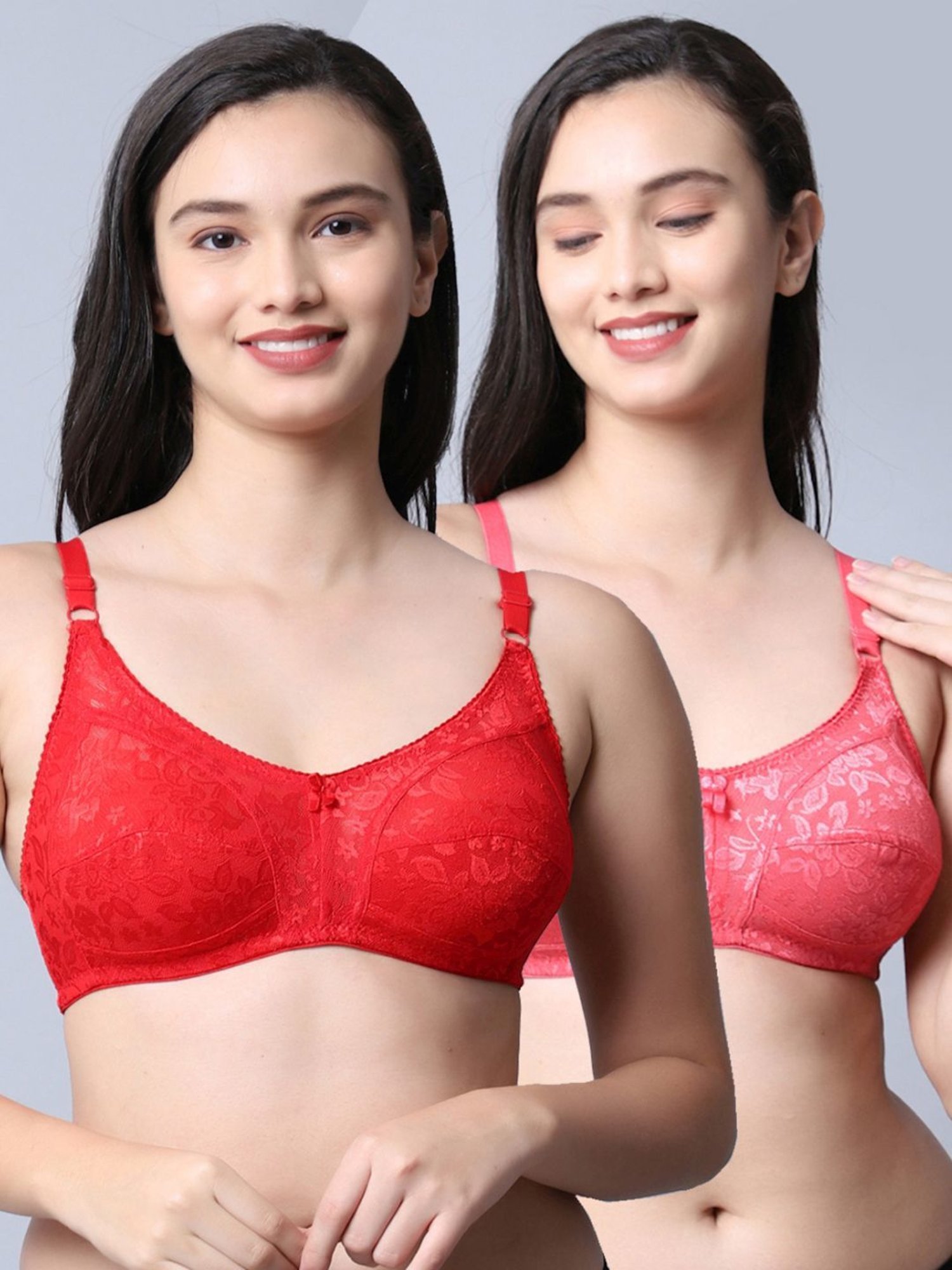 Buy Gracit Red & Pink Self Pattern Bra - Pack Of 2 for Women Online @ Tata  CLiQ