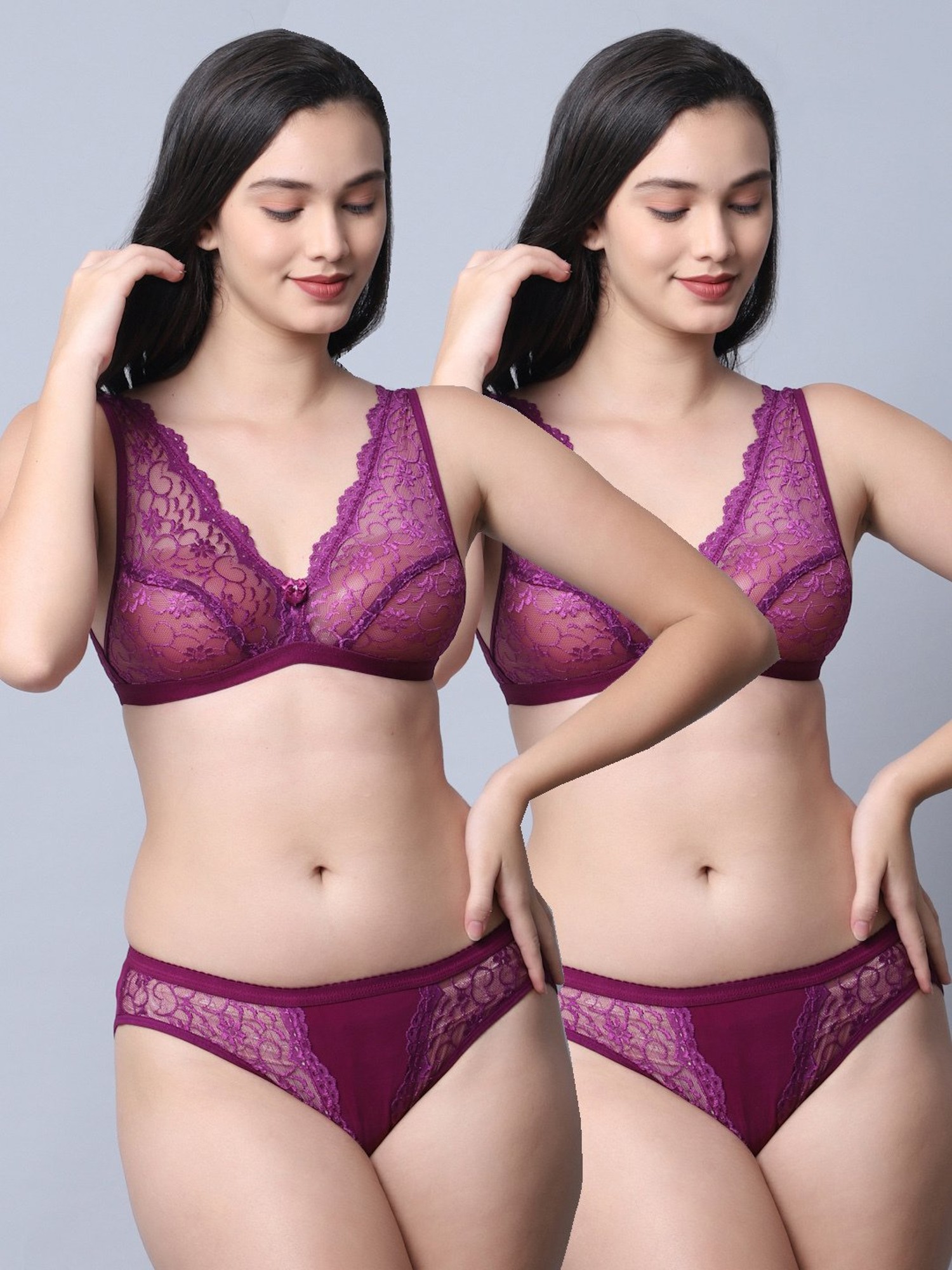 Buy Gracit Purple Self Pattern Bra Panty Set - Pack Of 2 for Women Online @  Tata CLiQ