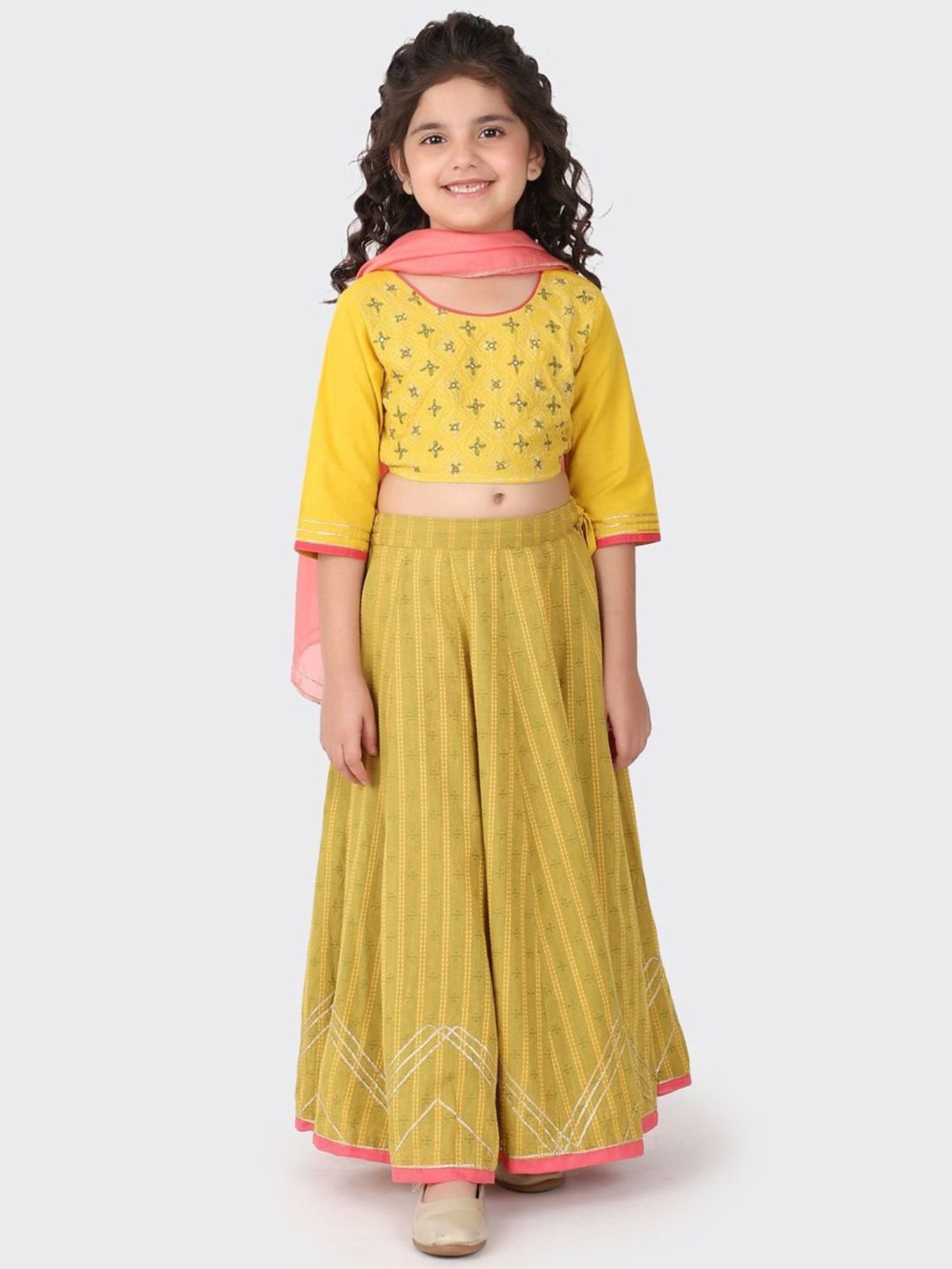 Buy Blue Cotton Printed 3Pc Lehenga Set for Kids Online at Fabindia |  20103796