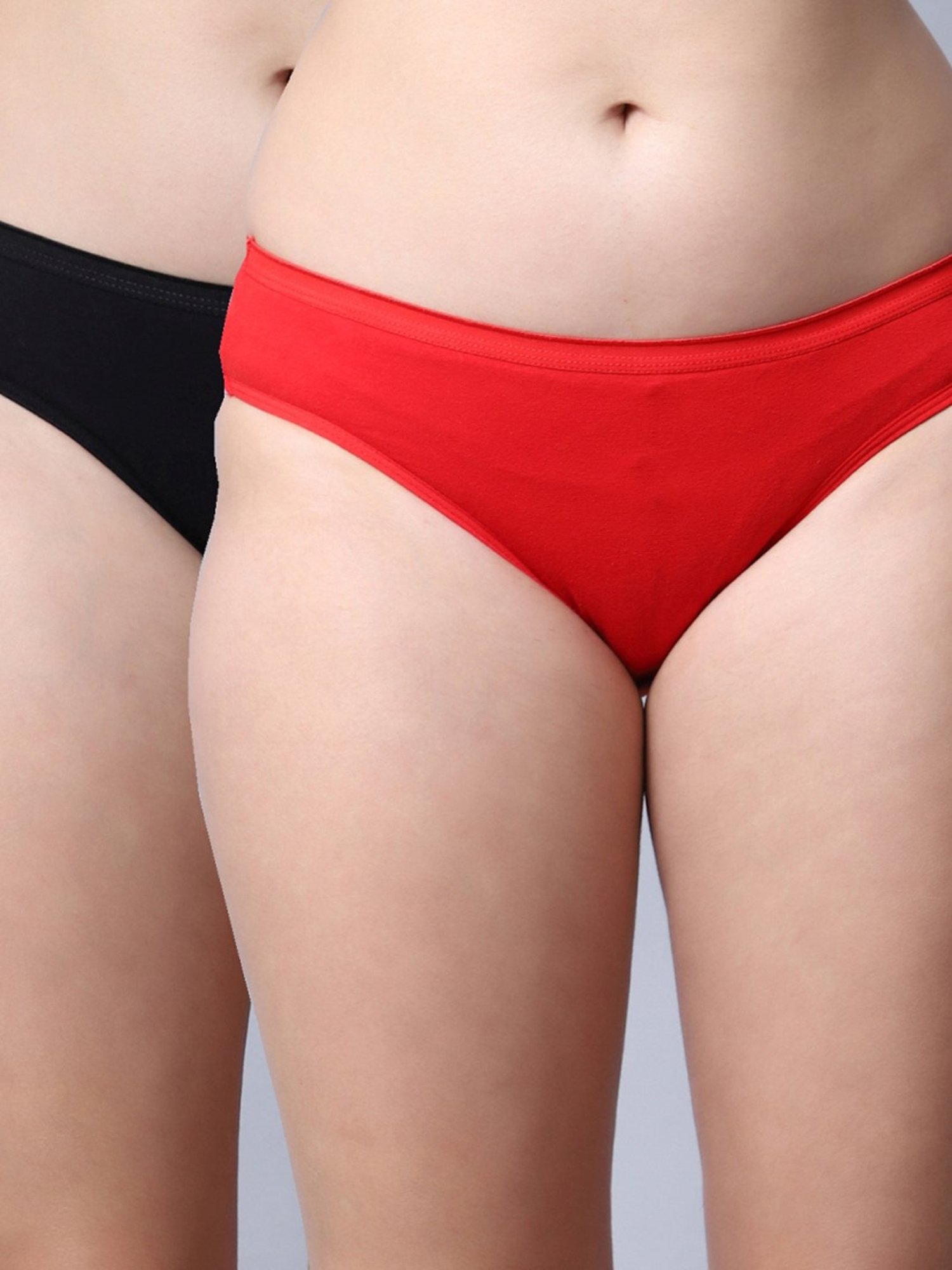 Buy Gracit Black & Red Cotton Panties - Pack Of 2 for Women Online
