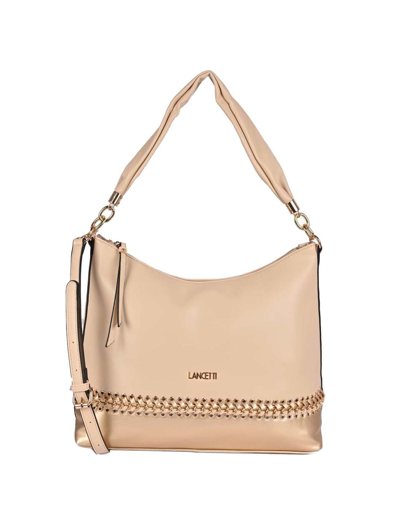 Buy LANCETTI Beige Solid Medium Handbag Online At Best Price