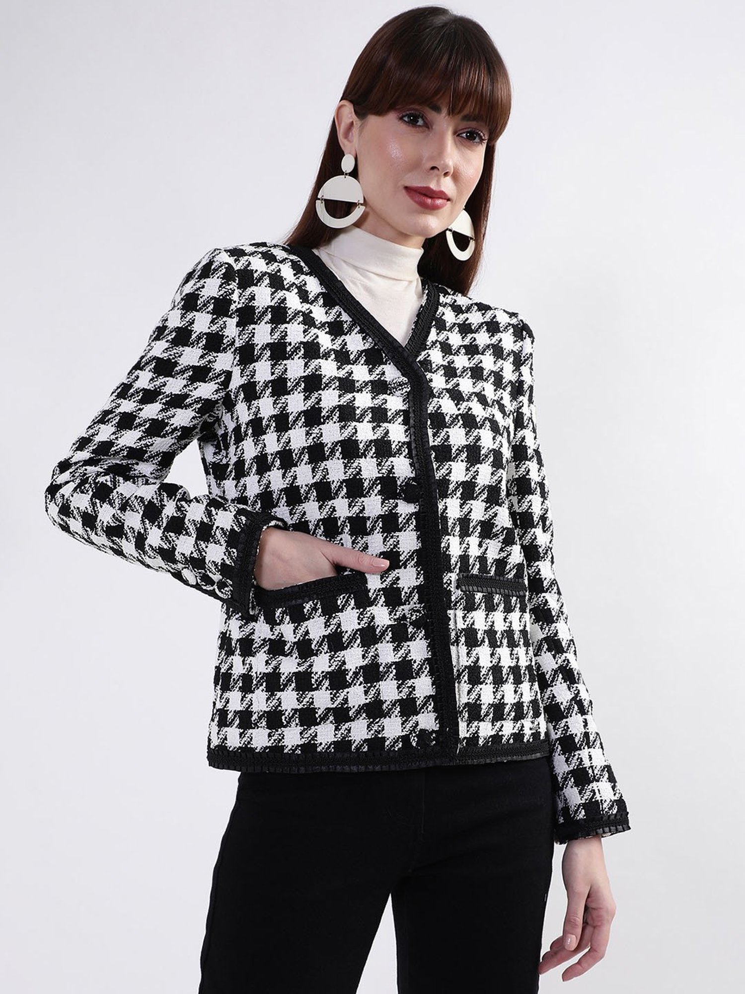 Elle Black White Check Jacket