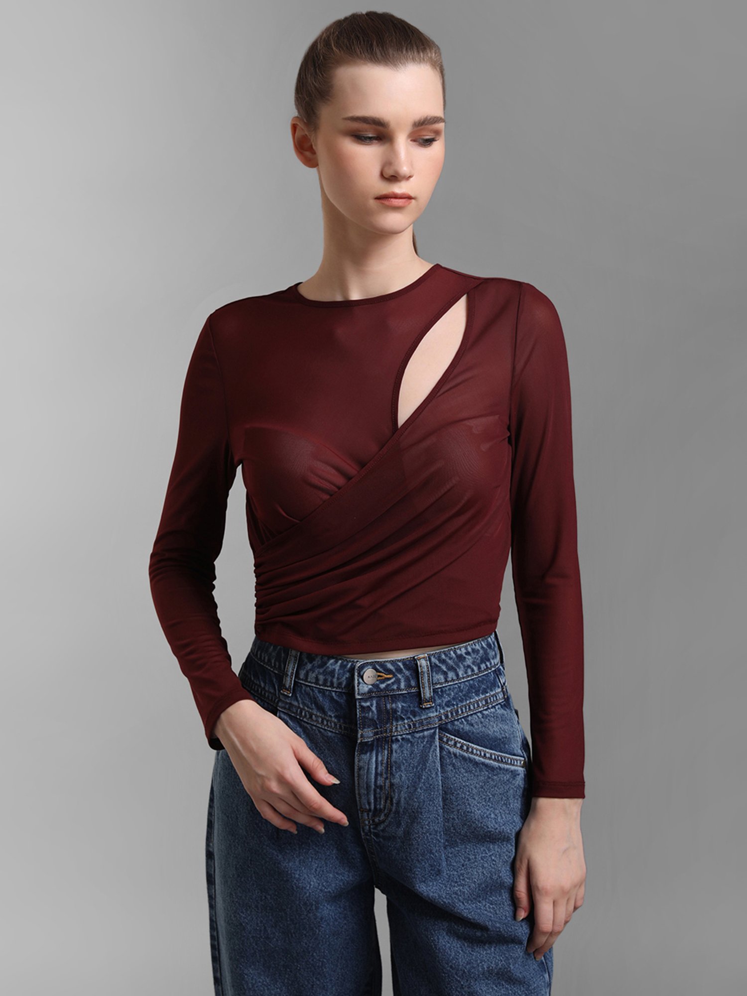 Buy KZ07 by Kazo Maroon Top for Women's Online @ Tata CLiQ