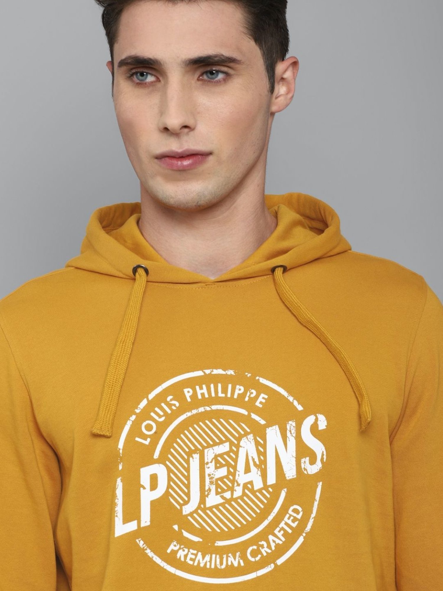 Buy Louis Philippe Jeans Yellow Cotton Printed Hooded Sweatshirt for Mens  Online @ Tata CLiQ