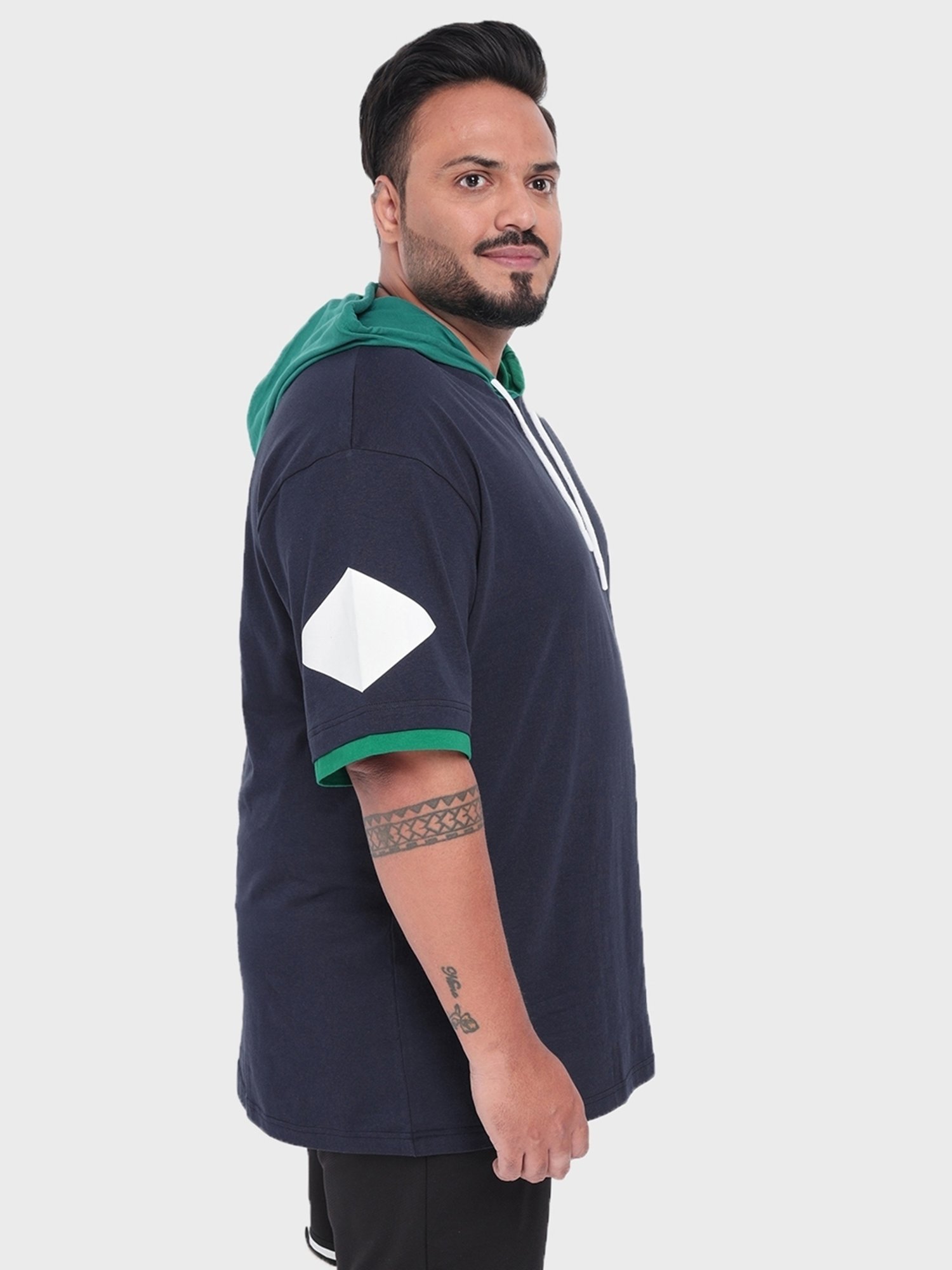 Buy Bewakoof Navy Plus Size Oversized Cotton Loose fit Hooded