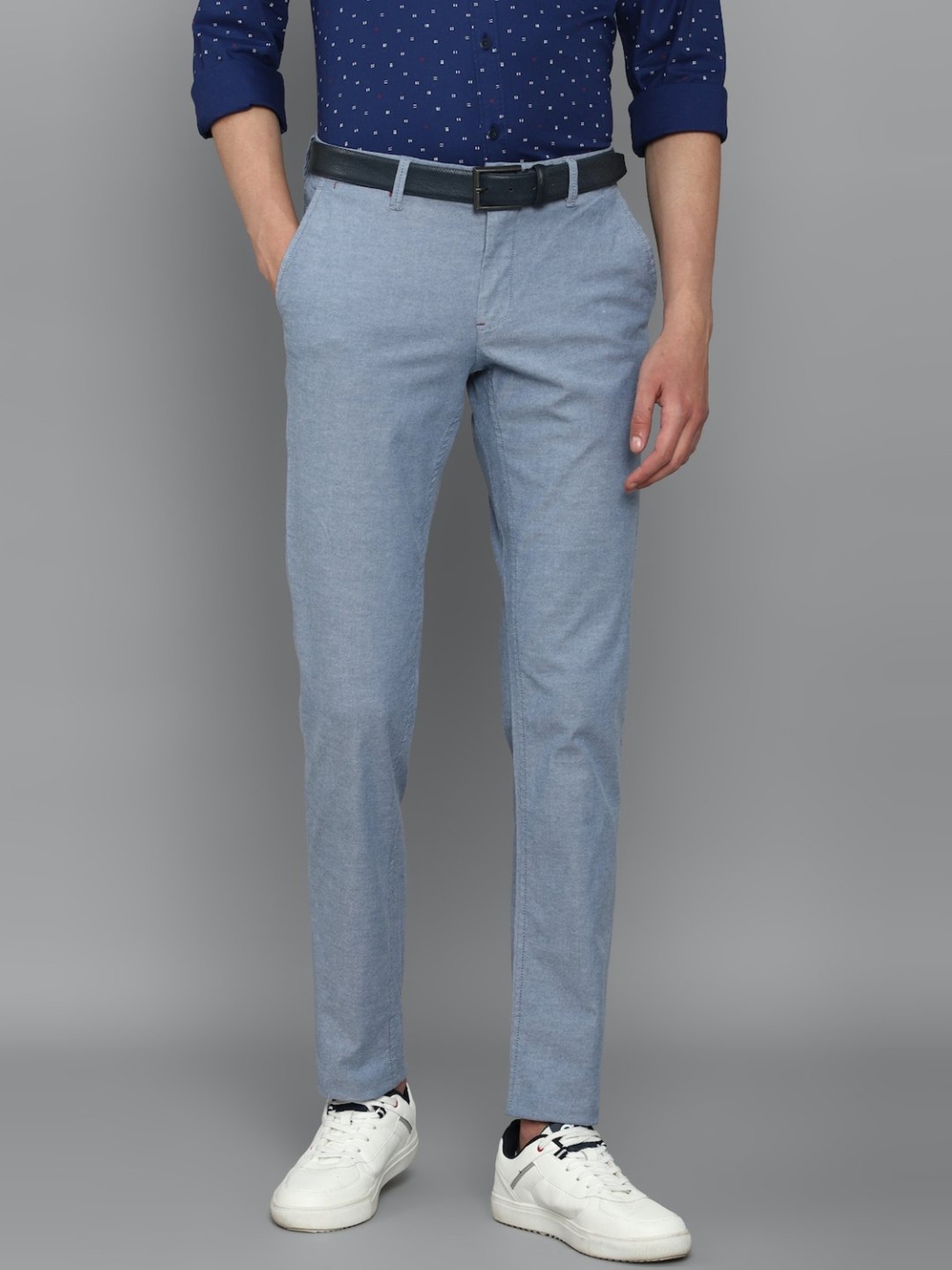 Buy Men Blue Regular Fit Solid Flat Front Formal Online - 56582 | Louis  Philippe