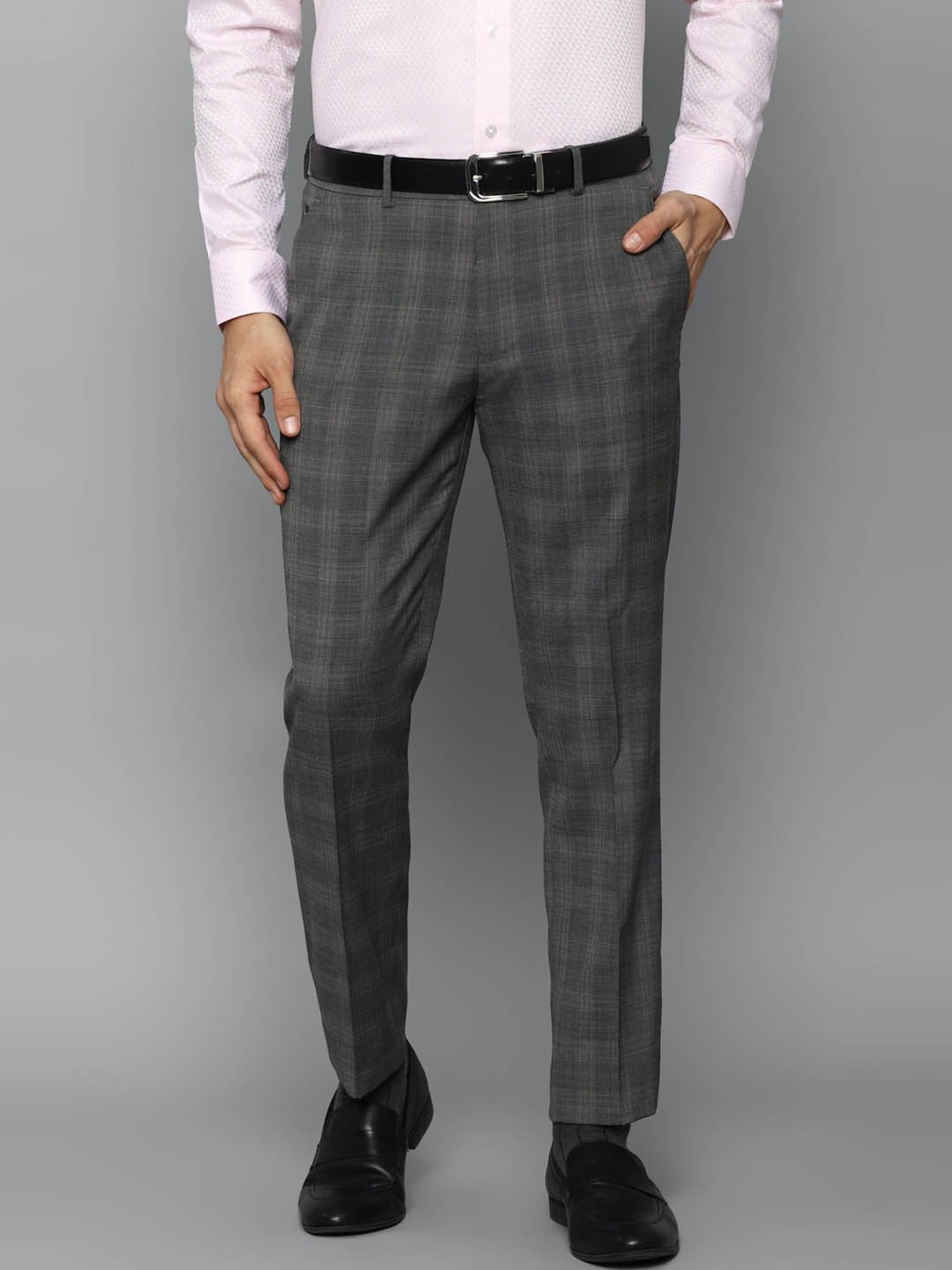 BOSS - Relaxed-fit pants in checked stretch cloth
