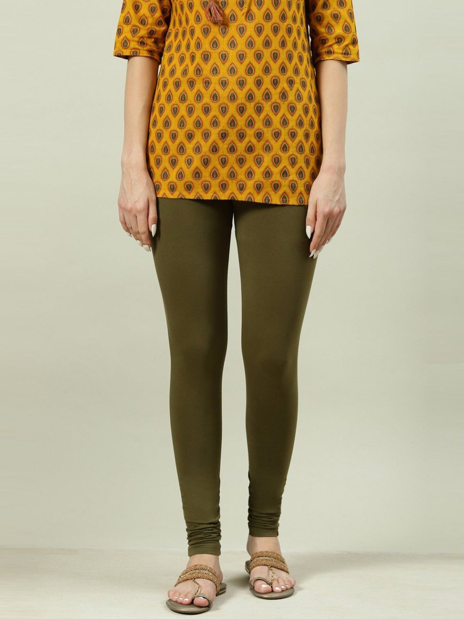 Buy Biba Olive Green Regular Fit Leggings for Women Online @ Tata CLiQ