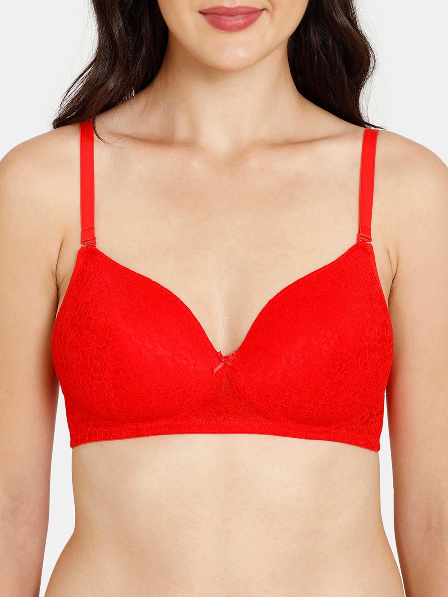 Buy Rosaline by Zivame Red Lace Half Coverage Balconette Bra for