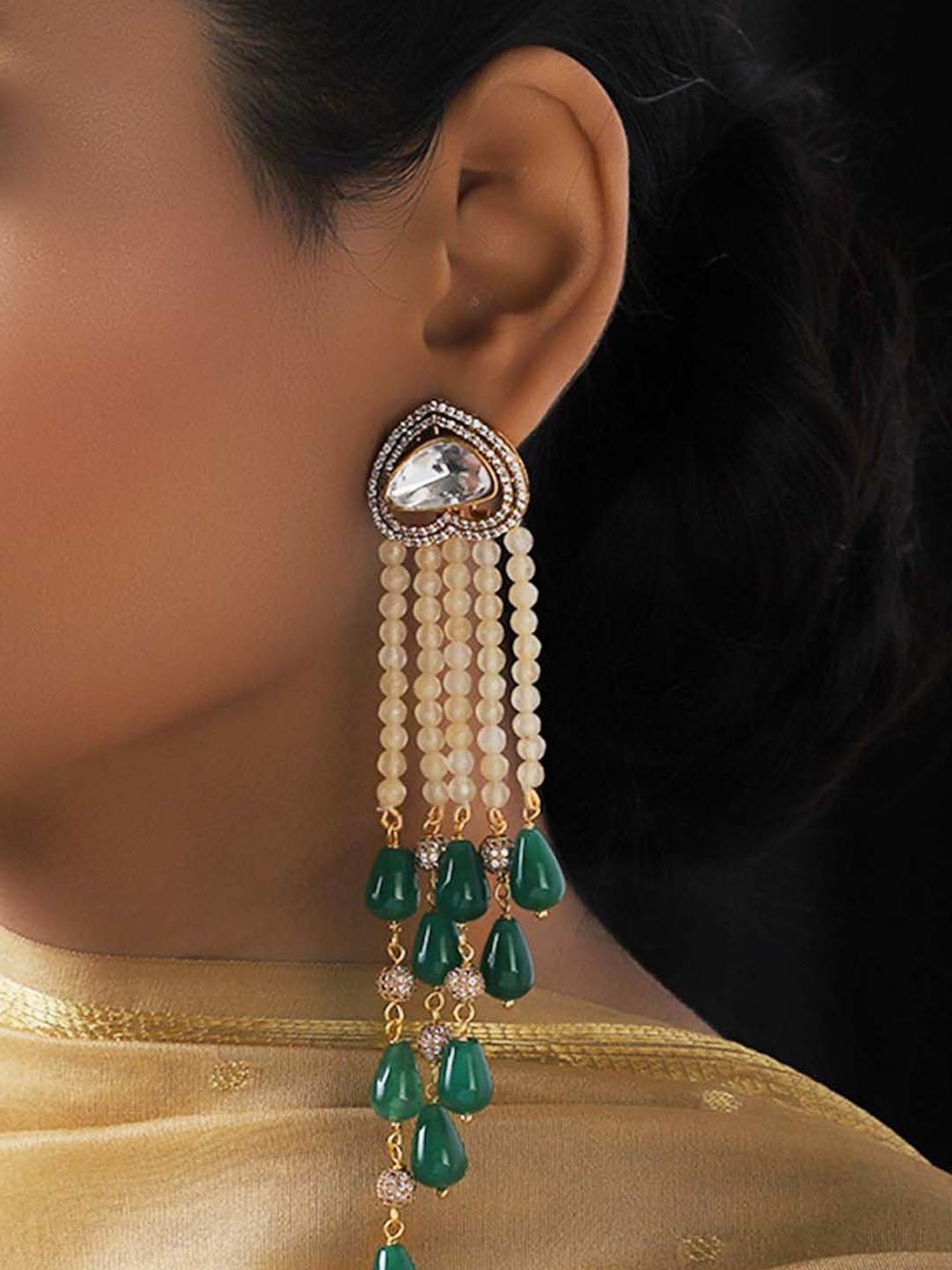 Flipkart.com - Buy ARZONAI 2Pcs Butterfly tassel earrings without ear holes  pearl butterfly earrings Metal Tassel Earring Online at Best Prices in India