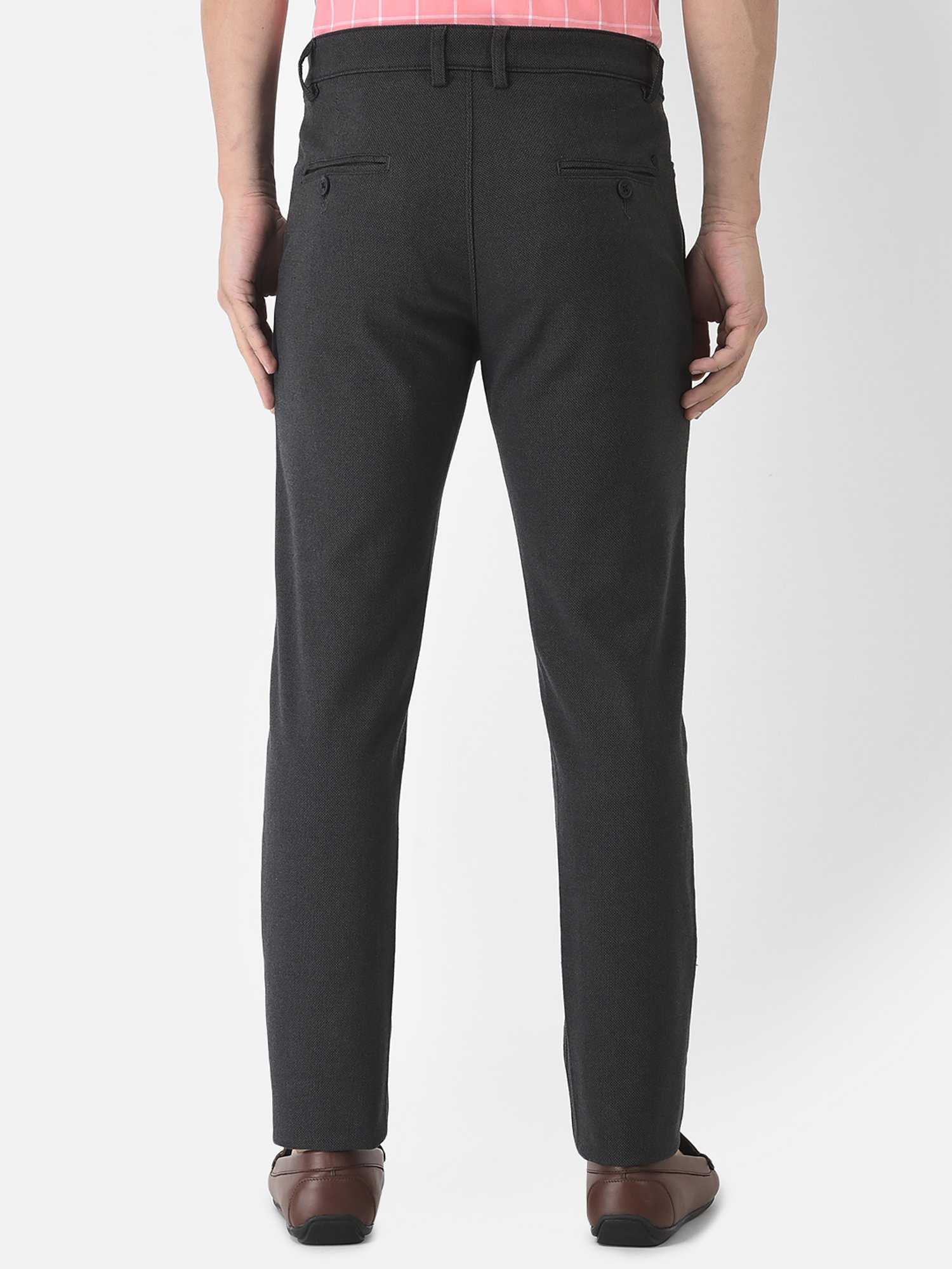 Buy CRIMSOUNE CLUB Structured Polyester Regular Fit Men's Casual Trousers |  Shoppers Stop