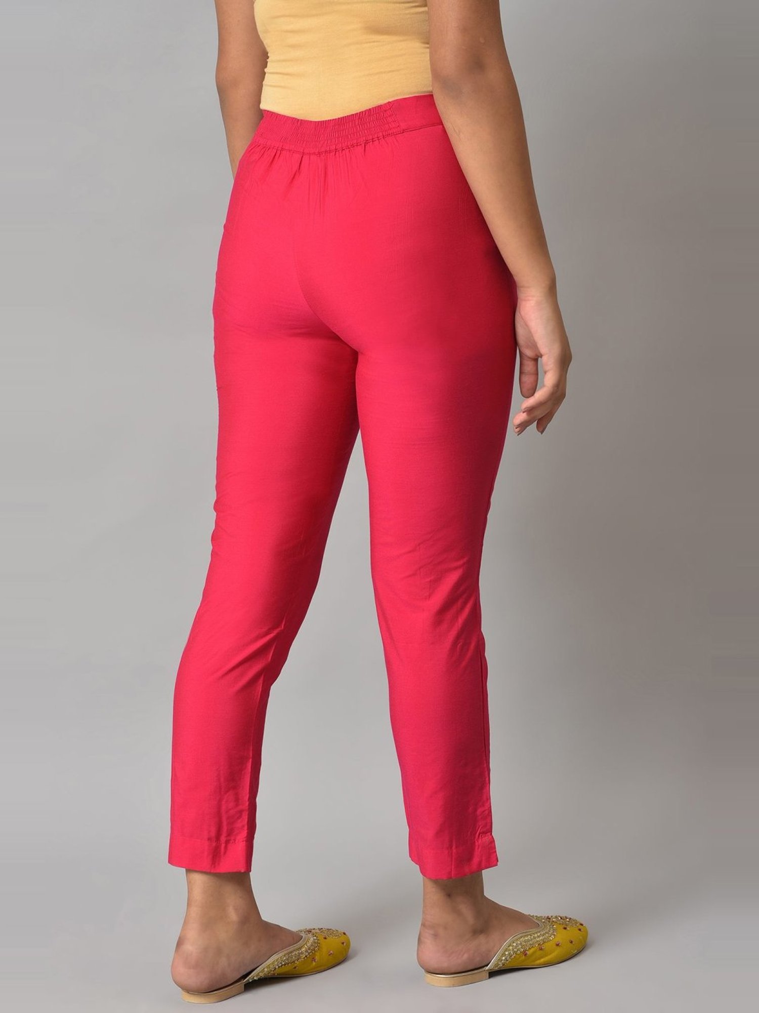 Lyra Magenta Cotton Ankle Length Pants