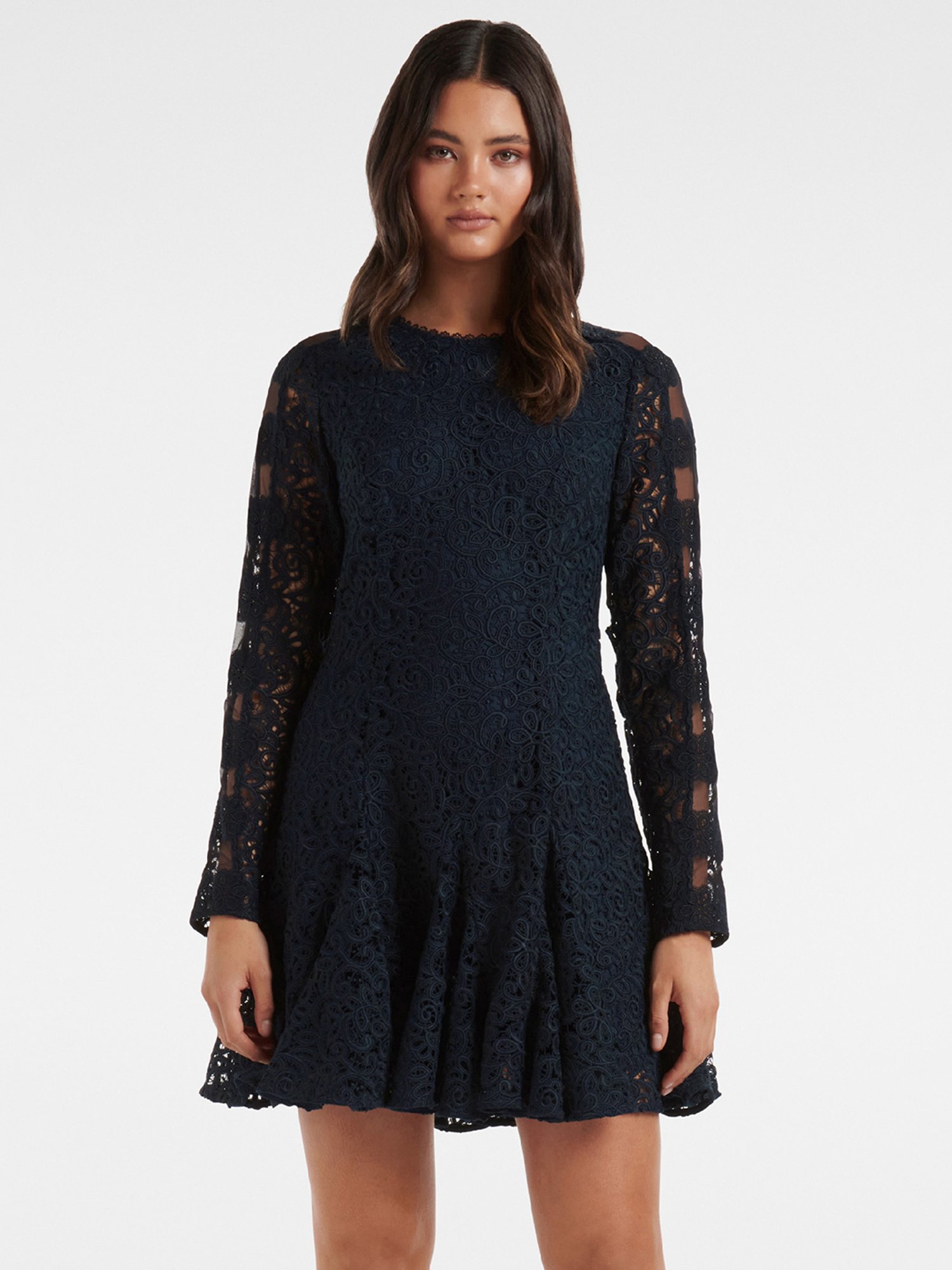 Forever New Navy Lace A Line Dress