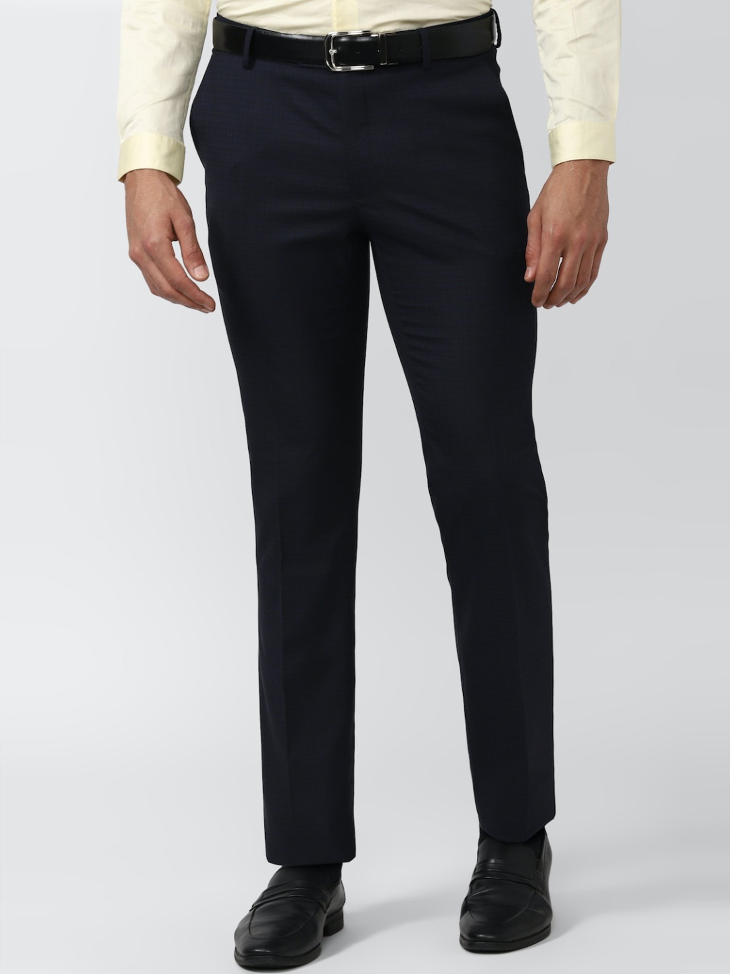 Buy Men Navy Solid Slim Fit Formal Trousers Online  610375  Peter England