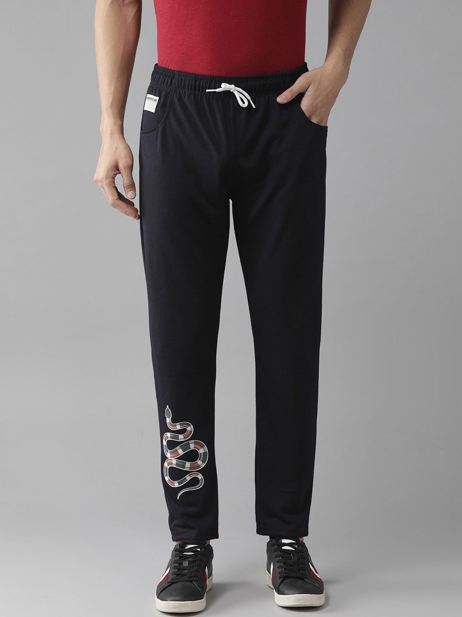 Buy Hubberholme Charcoal Grey Slim Fit Printed Trackpants for Mens Online @  Tata CLiQ