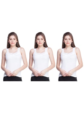 Buy Dollar Missy White Lace Camisole ( Pack of 3) for Women Online