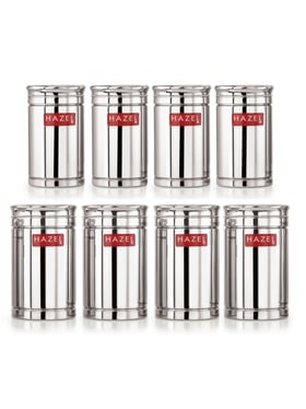 Buy HAZEL Silver Stainless Steel Containers - Set of 8 (0.8L) at