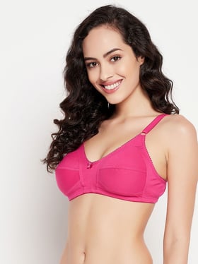 Buy Clovia Pink Cotton Full Coverage T-Shirt Bra for Women Online @ Tata  CLiQ