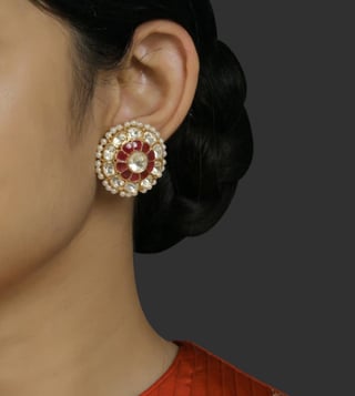 Buy Teejh Manika Red Stone Stud Earrings Online At Best Price  Tata CLiQ