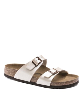 Buy Birkenstock Sydney Pearl White Narrow Width Slide Sandals for