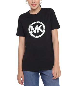 Buy Michael Kors Black Logo Regular Fit T-Shirt Online @ Tata CLiQ Luxury