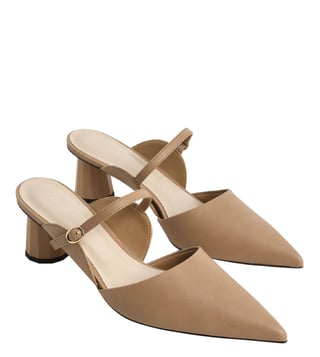 Buy Charles Keith Camel Front Strap Mules for Women Online