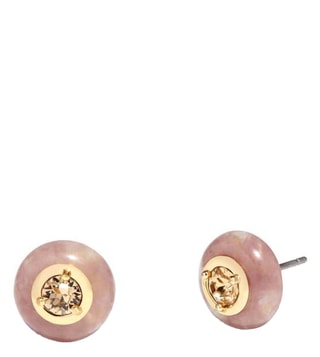 Buy Coach Gold & Pink Crystal Cushion Earrings only at Tata CLiQ Luxury