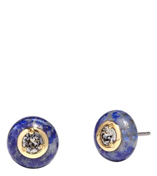 Buy Coach Gold & Blue Crystal Cushion Earrings only at Tata CLiQ Luxury