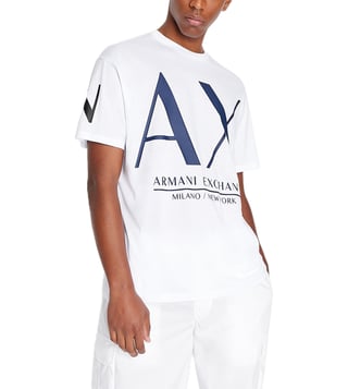 Buy Armani Exchange White Maxi Logo Comfort Fit T-Shirt for Men Online @  Tata CLiQ Luxury