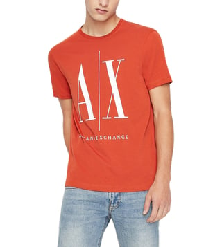 Buy Armani Exchange Orange Logo Regular Fit T-Shirt for Men Online @ Tata  CLiQ Luxury