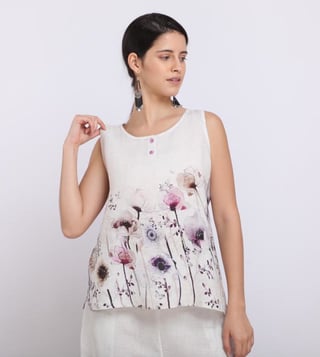 Buy Linen Bloom Zaina Poppy Flower Top for Women Online @ Tata