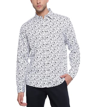 Buy Michael Kors Black & White Printed Regular Fit Ditsy Shirt for