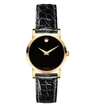 Movado black clearance leather strap women's