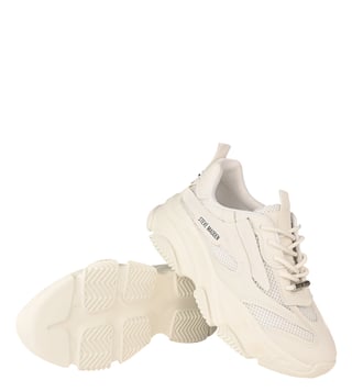 WHITE STEVE MADDEN Womens Possession Sneaker