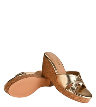 Buy Madden Girl by Steve Madden SM 1406 Gold Cross Strap Wedges