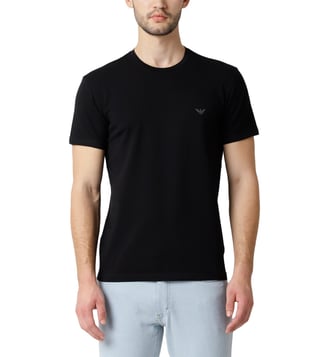 Buy Emporio Armani Black Contrast Eagle Logo Regular Fit T-Shirt for Men  Online @ Tata CLiQ Luxury