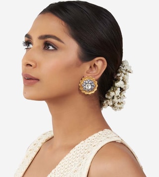 Voylla Rava Ball Oxidized Gold Plated Hoop Style Earrings Buy Voylla Rava  Ball Oxidized Gold Plated Hoop Style Earrings Online at Best Price in India   Nykaa